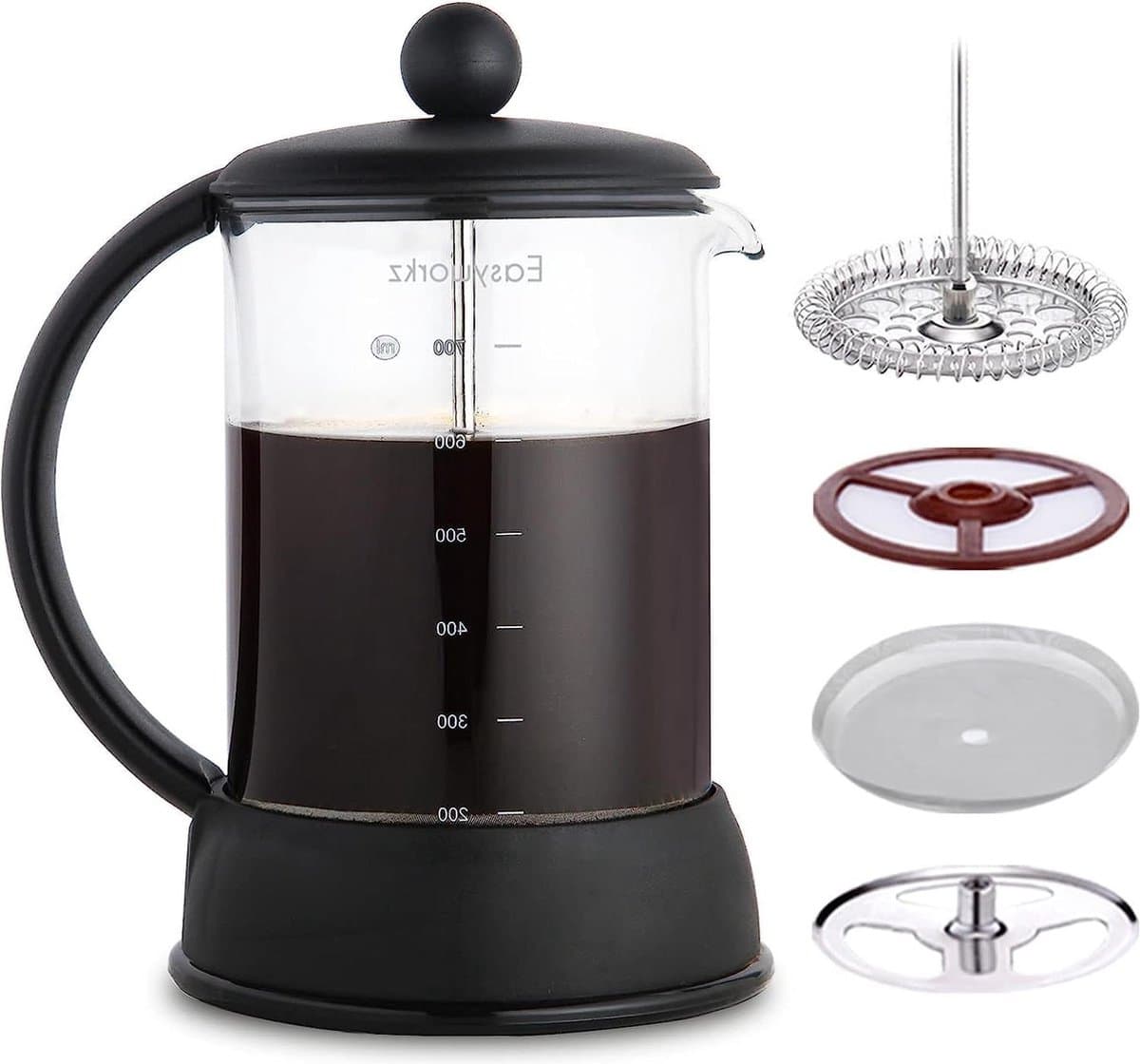 800ml Franse Pers koffiemaker - hittebestendig borosilicaatglas - zwart — afbeelding 1