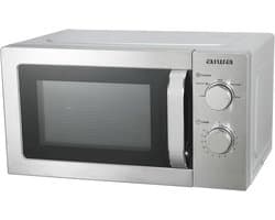 Zilverkleurige Magnetron met 20L Inhoud en Draaiknop - 700W Vermogen