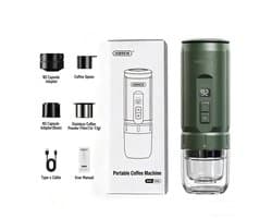 Draagbare Elektrische Espressomachine - Draagbaar Koffiezetapparaat - 7500 mAh batterij - 20 bar druk - Voor Onderweg, Reizen en Camping- 100 ml - - Espresso - Nespresso - Dolce Gusto - Capsule Koffie - Gemalen Koffie - groen