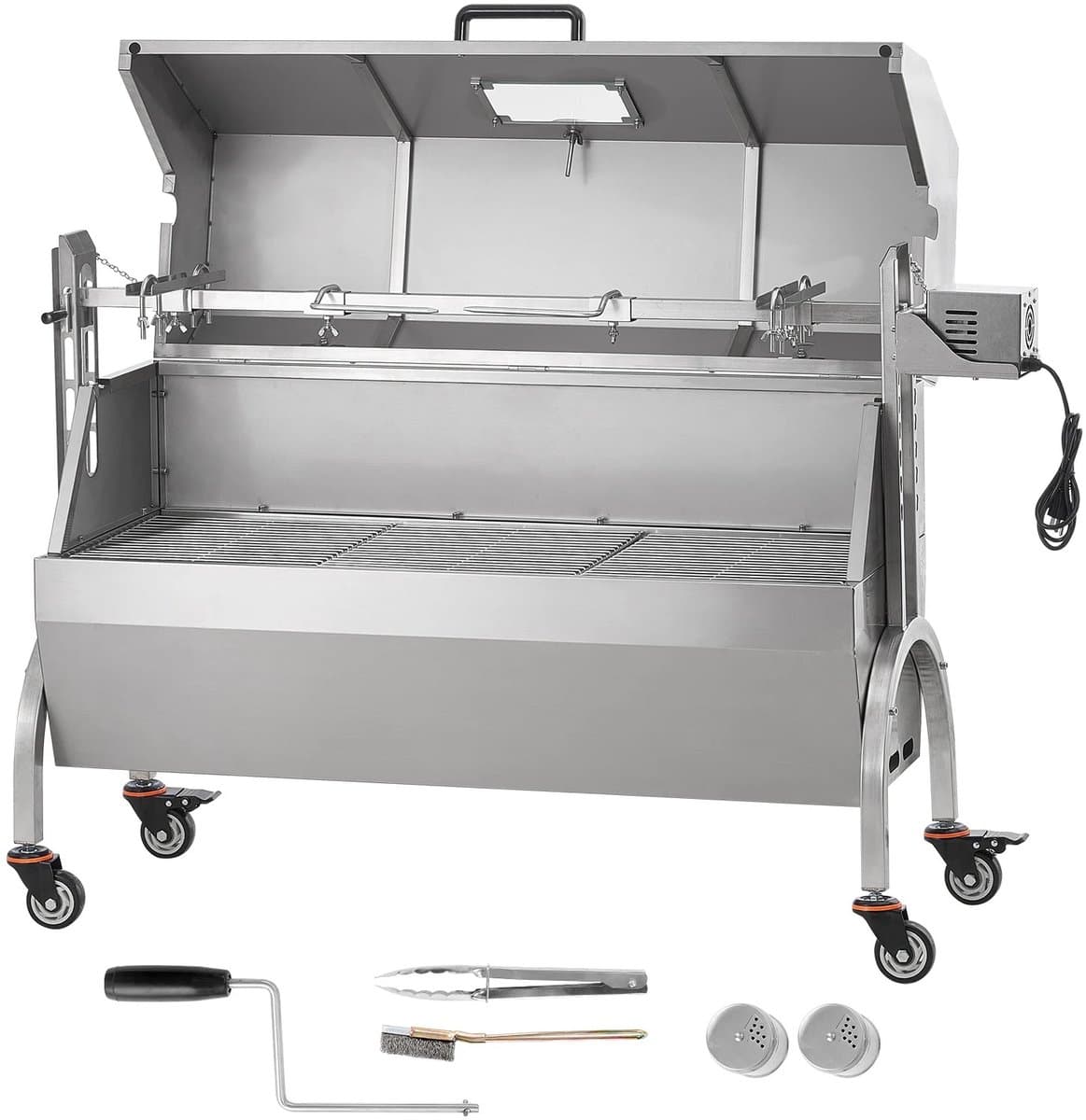 Seth Select Houtskool Spit Grill, Rotisseriegrill, Draaispit barbecue, Roterende grill, Elektrische motor, 46 inch, Zwart — afbeelding 1