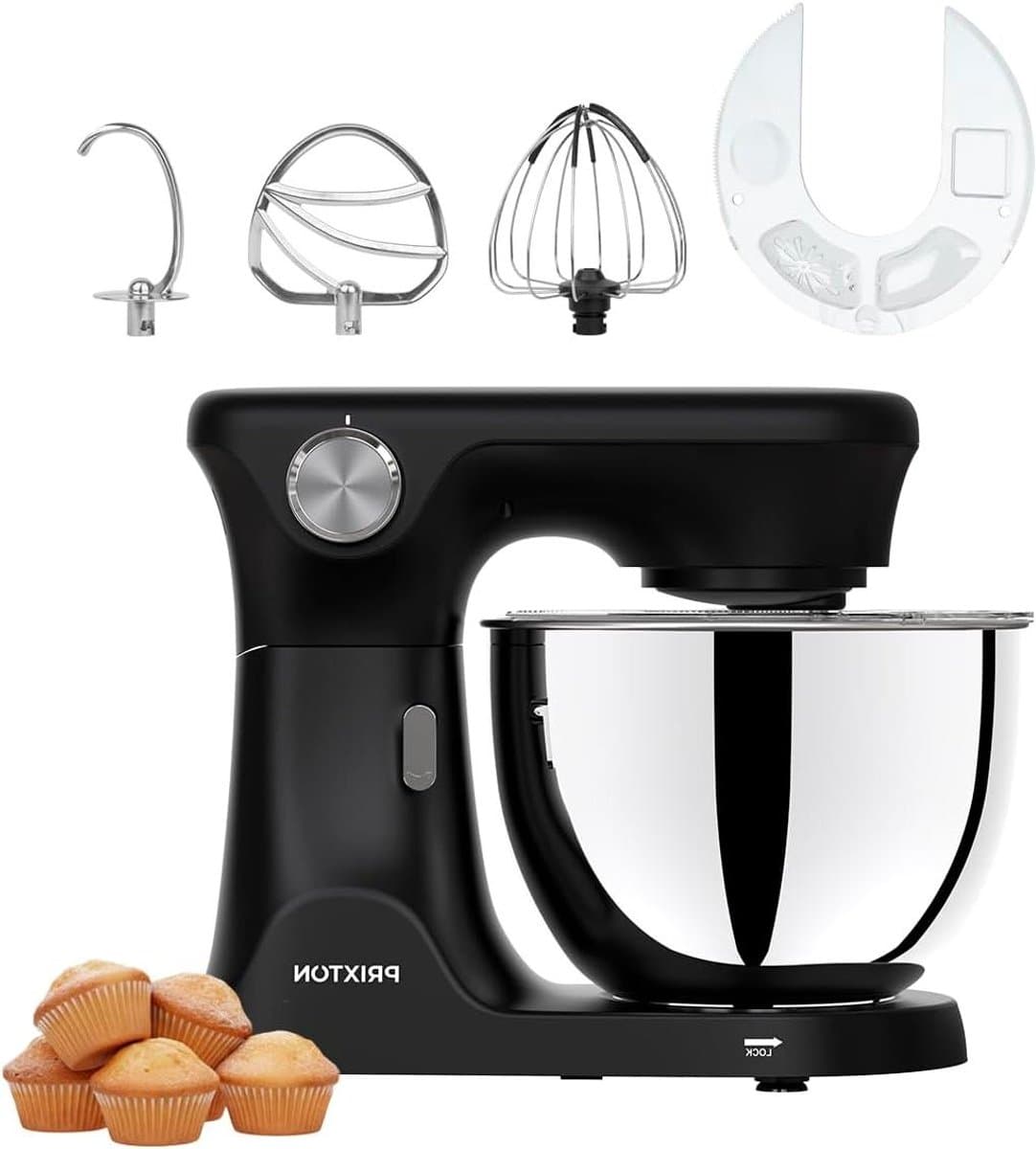 Keukenmachine - Kneedmachine Mixer - Bakken en Koken - Krachtige 2000W Motor - 8 Liter Kom - Zwart — afbeelding 1