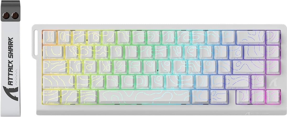 ATTACK SHARK X68 HE - Rapid Trigger - Hall Effect - 8000Hz - 0.01mm RT - Magnetisch Gaming Toetsenbord - RGB - 60% - QWERTY - Wired - Wit — afbeelding 1