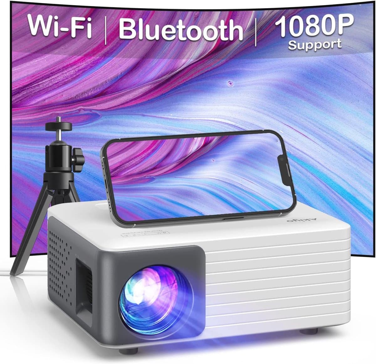Mini WIFI Bluetooth Projector Full HD 1080P - Geschikt voor Home Theater, PC, Tablet, Fire Stick, iOS en Android — afbeelding 1