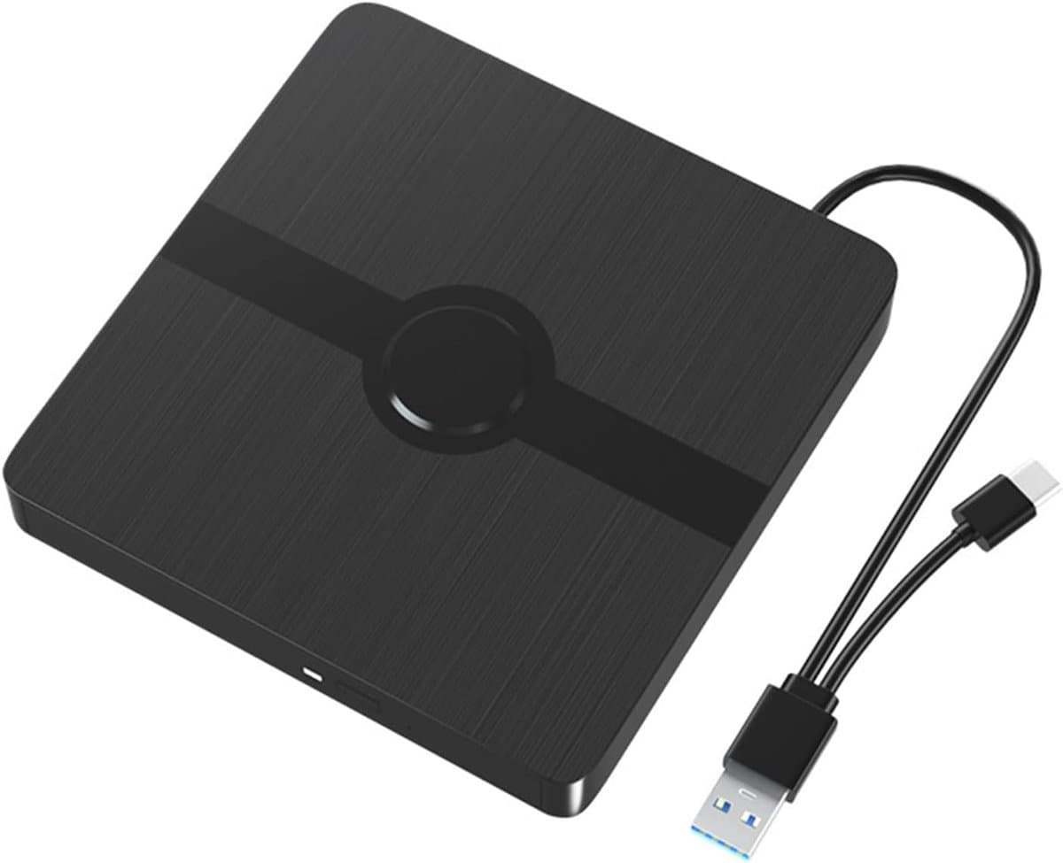 Externe dvd-brander en -lezer met USB 3.0- en USB-C-interface; dvd-speler geschikt voor laptops en desktops. — afbeelding 1