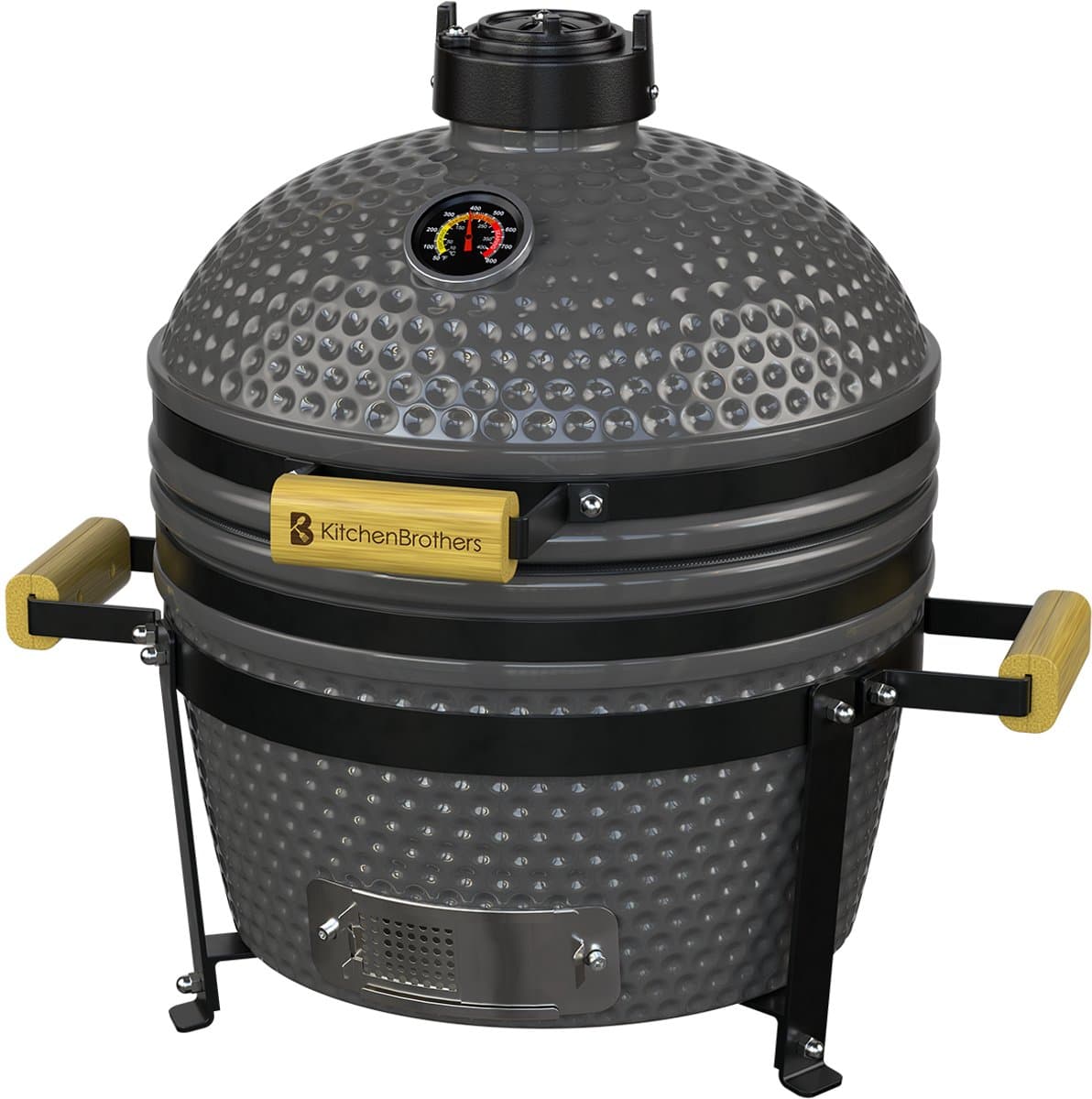 KitchenBrothers Kamado BBQ - 16 Inch Houtskool Barbecue - 34⌀ cm - PFAS-vrij - Deluxe Set - Egg BBQ met Accessoires - Grijs — afbeelding 1