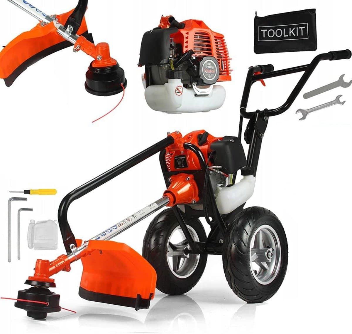 Benzine Grasmaaier - Motormaaier Grastrimmer - Gazon Onderhoud - Krachtige Verbrandingsmotor - 50 x 50 x 28 cm - Zwart — afbeelding 1
