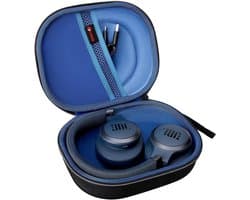 Hoofdtelefoonhoes - Koptelefoon opbergtas - Veilig transport - Duurzaam nylon materiaal - 21.4 x 17 x 6 cm - Blauw