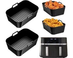 2 Stuks Siliconen Vorm voor Heteluchtfriteuse Accessoires, Herbruikbaar Dual Zone