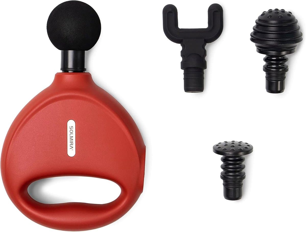 Massagepistool - Spiermassageapparaat - Spierherstel Ontspanning - 4 Snelheden Koppen - USB C Lading - Rood — afbeelding 1