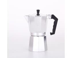 Mokapot met een inhoud van 9 kopjes, aluminium behuizing, een klassieke espressomachine voor thuisgebruik en op de camping.