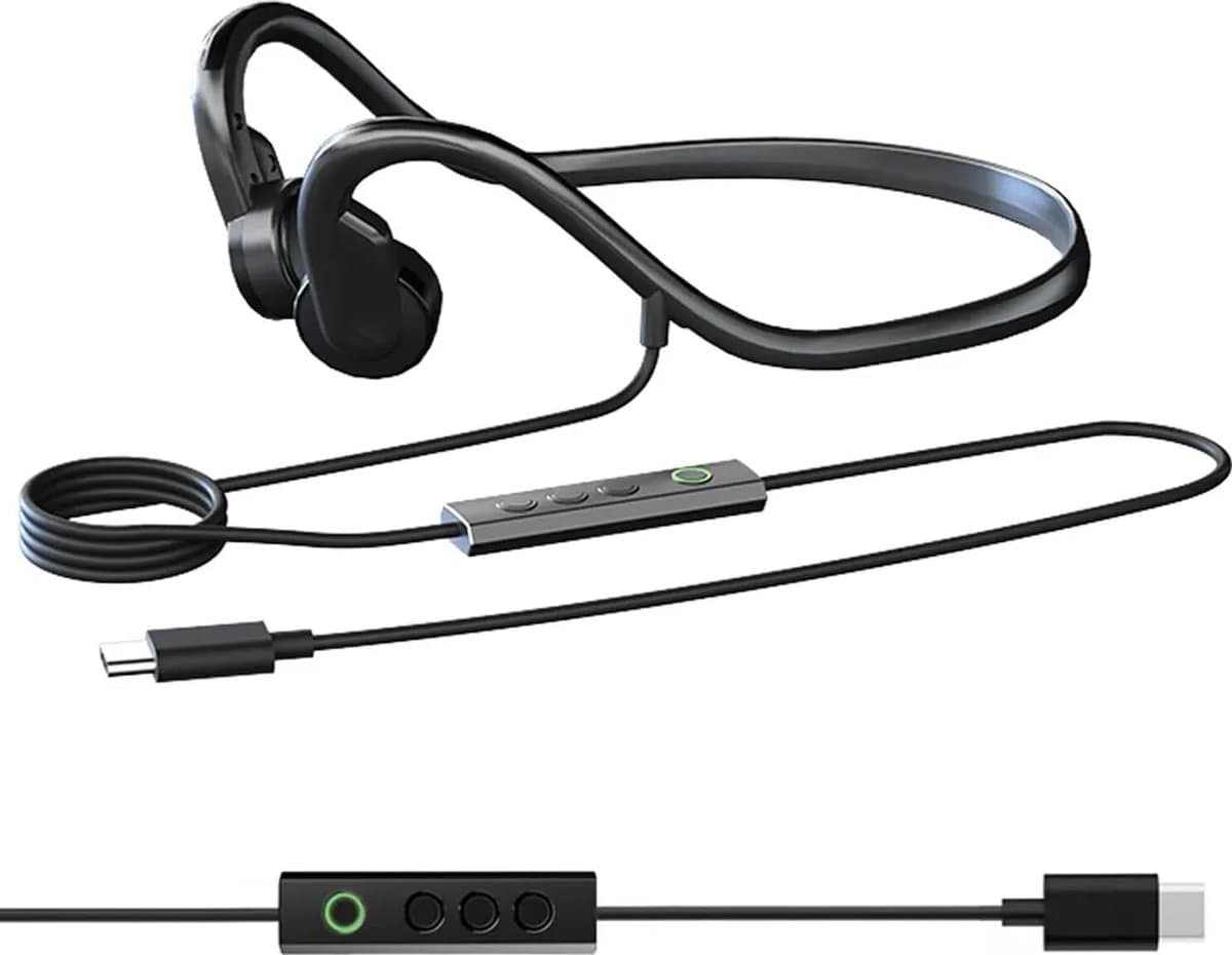 Nieuwe bekabelde headset met botgeleiding zonder oorhaak, high-definition digitale headset Geschikt voor gesprekken op computers, mobiele telefoons en tablets — afbeelding 1
