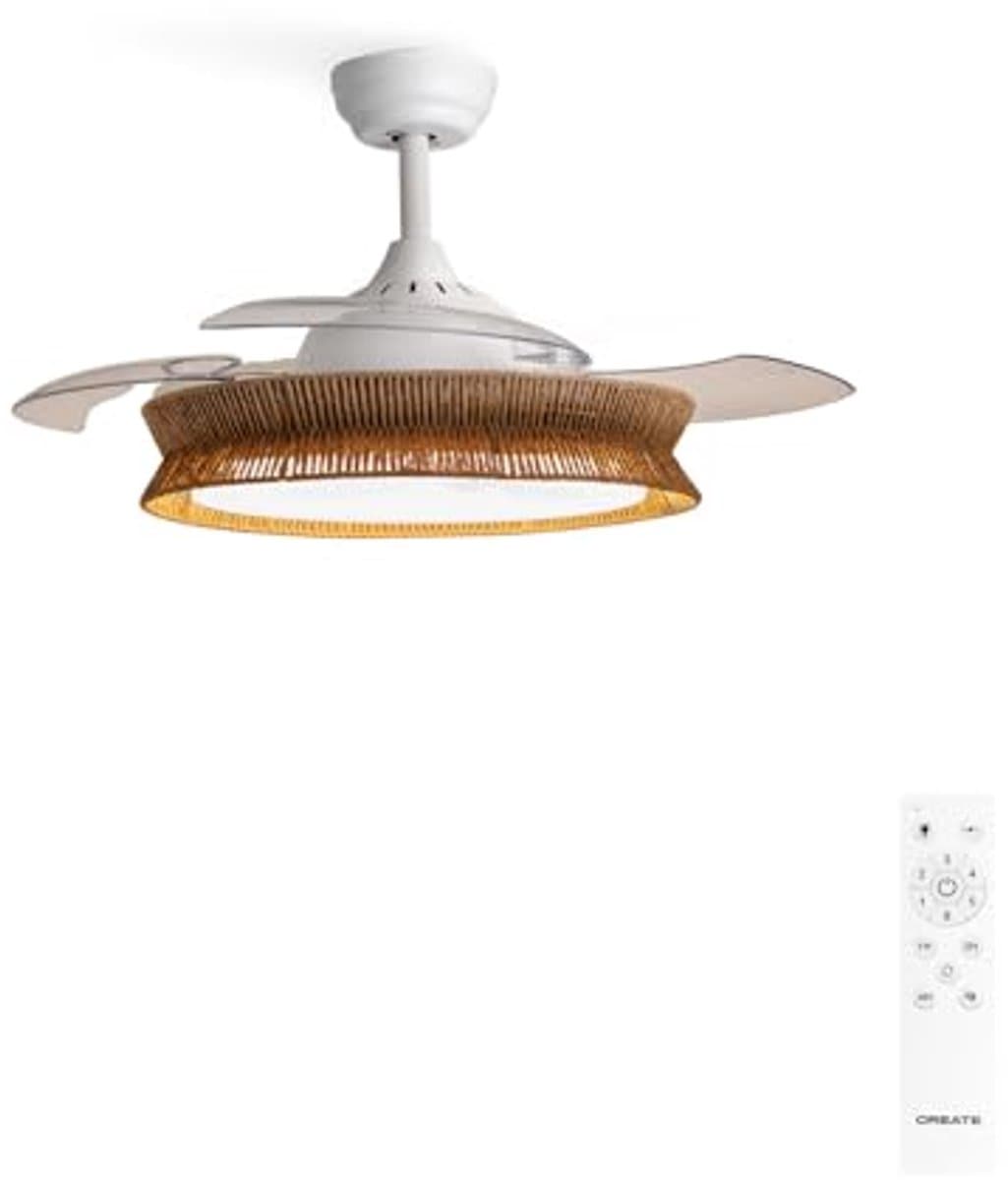 Stijlvolle Plafondventilator met Verlichting en Afstandsbediening - 6 Snelheden, Ingetrokken Vleugels, Ideaal voor Ruimtes tot 30 m² — afbeelding 1