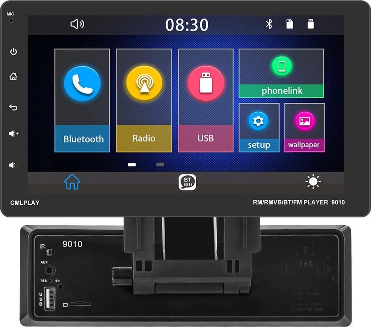 Boscer 1Din Autoradio - Apple Carplay & Android Auto - 9' HD verstelbaar scherm - USB, Aux, Bluetooth - Achteruitrijcamera — afbeelding 1