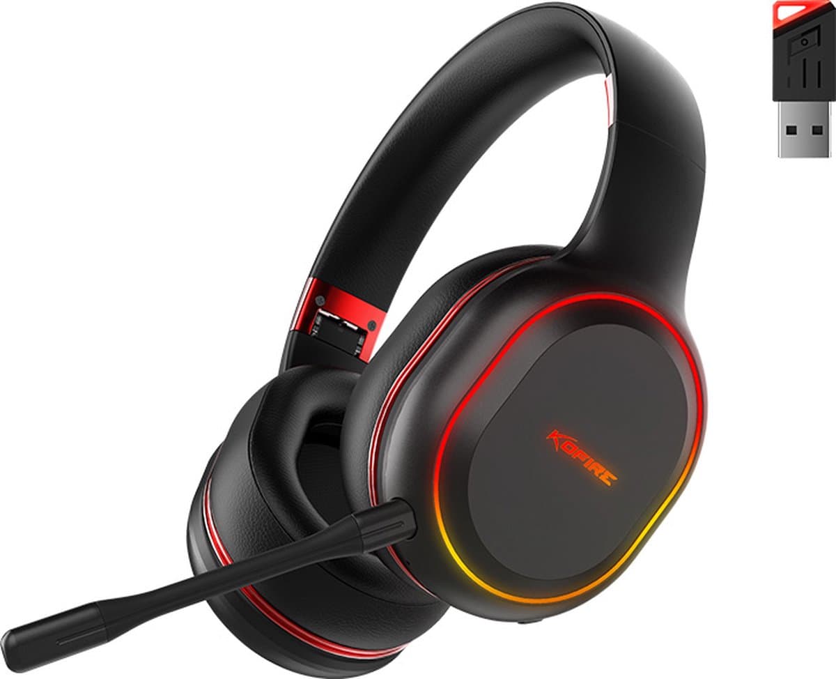 woegel UG-05 draadloze gaming headset – in en uitplugbare micro – compatibel met elk apparaat – PS4,PS5 – zwart-rood — afbeelding 1