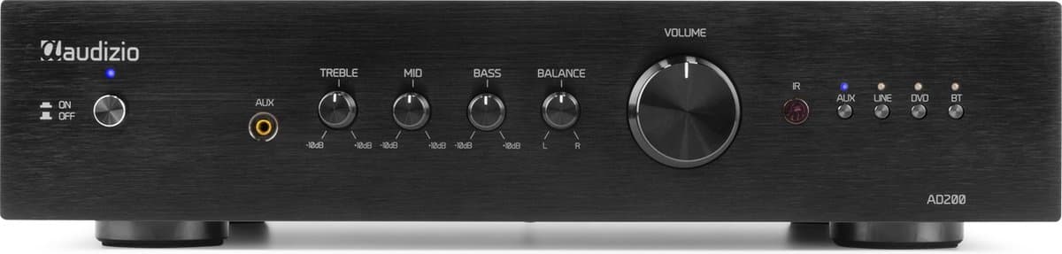 Stereo versterker - Audizio AD200B - hifi versterker met Bluetooth - Subwoofer aansluiting - Zwart — afbeelding 1
