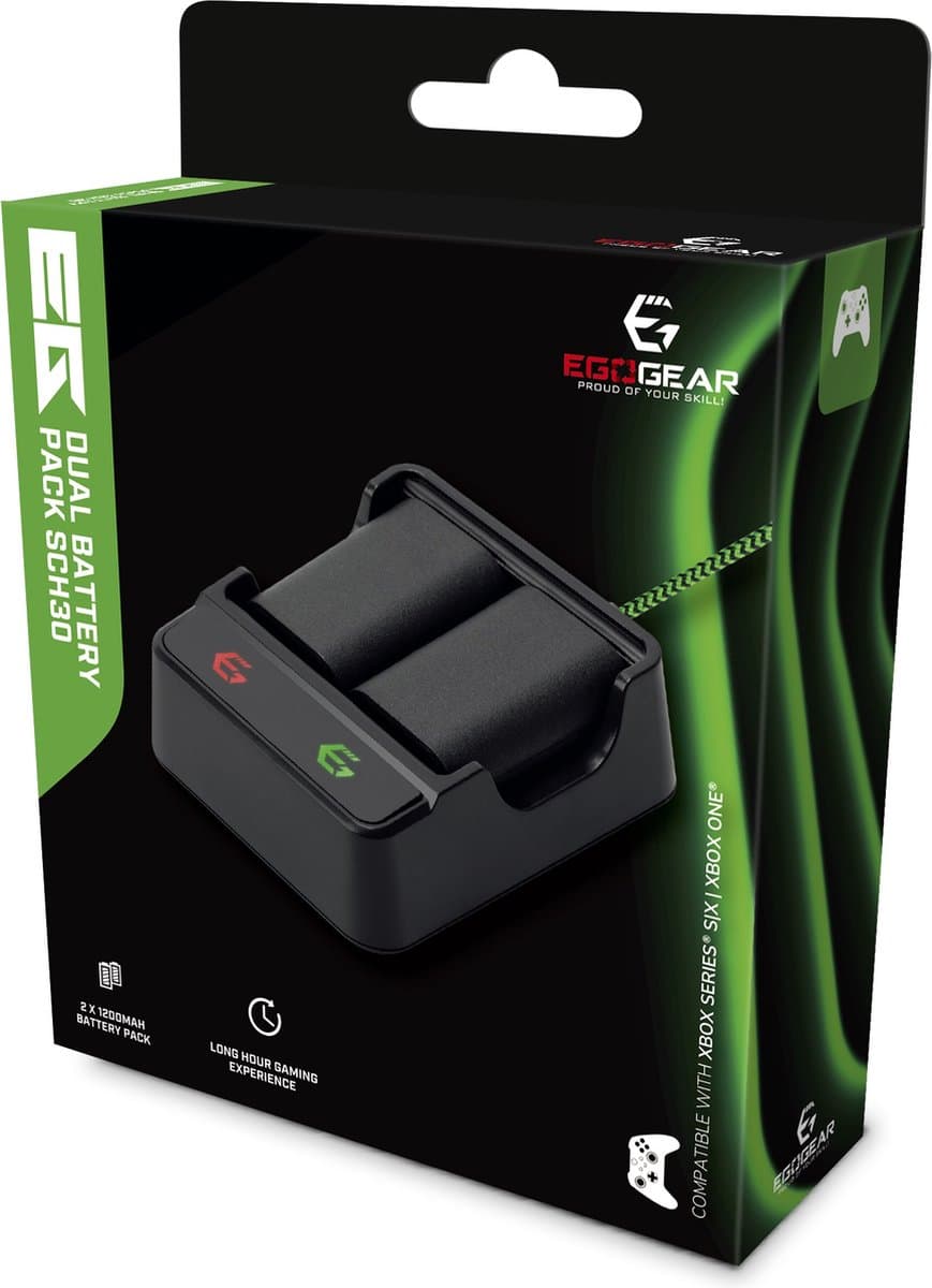 EgoGear - Dubbel Batterij Pakket Zwart - Xbox Accu - Xbox Battery Pack - Geschikt voor Xbox Series S, Xbox Series X en Xbox One — afbeelding 1