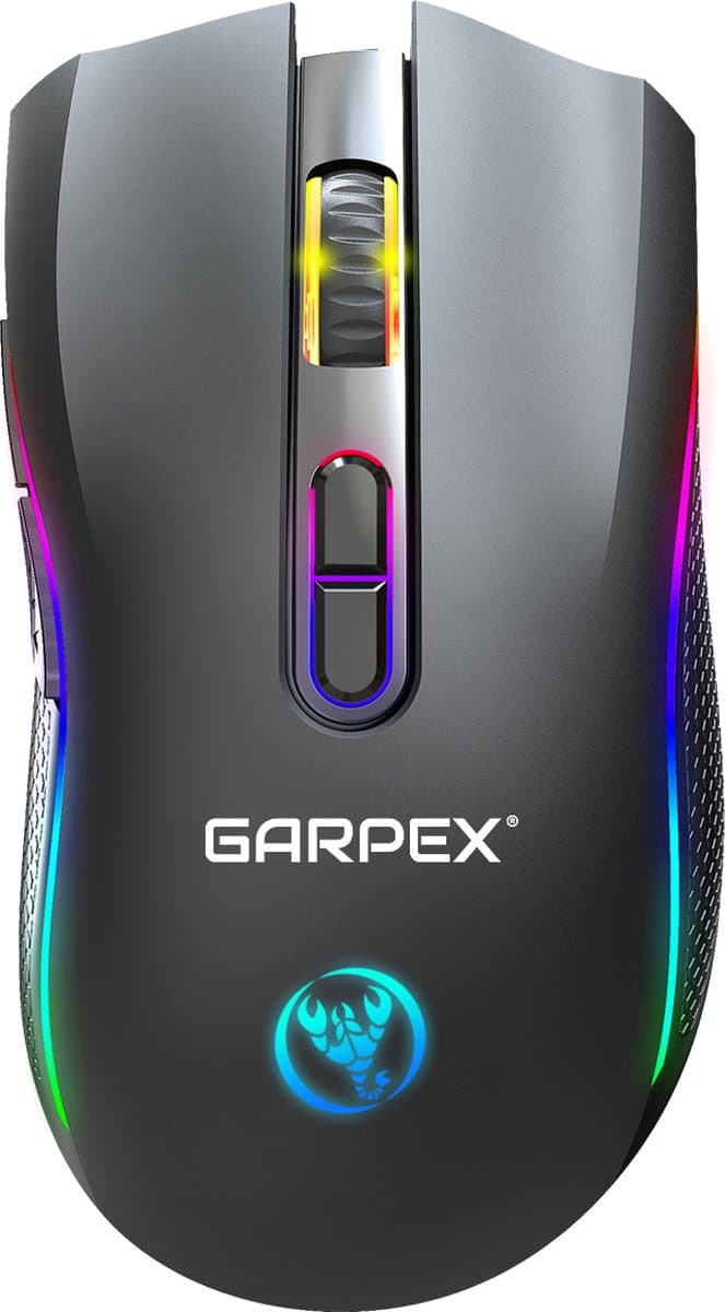 Garpex® Stille Draadloze Muis - Gaming muis - Computermuis - Muis Draadloos - Met LED Verlichting - Oplaadbaar – Zwart — afbeelding 1
