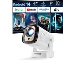 Mini Beamer 4K Ondersteuning – WiFi 6 – Bluetooth 5.4 – Autofocus – Full HD 1080p – Draaibaar 270°
