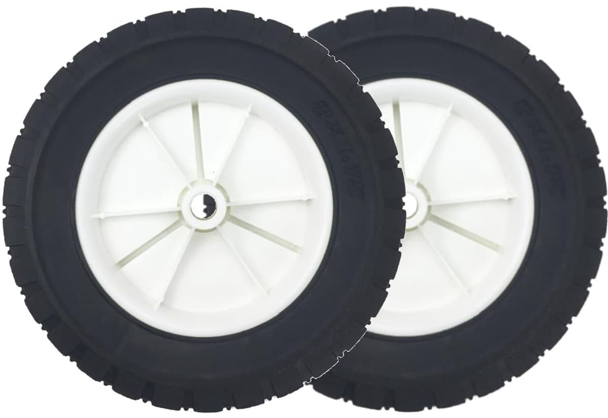 2 x Ø200mm reservewielen, rubberen loopwiel voor grasmaaier, wagen, luchtcompressor, grastrekker, vervangend rolmaaierwiel, vervangingsonderdelen, asgatdiameter 12,7mm (2, 200mm) — afbeelding 1