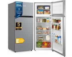 Heinner HF-M24ESE++ Koel-vriescombinatie – 204 L – Super Cooling & Super Freezing Functie – LED-verlichting – Omkeerbare Deur – Zilver – 5 Jaar Garantie