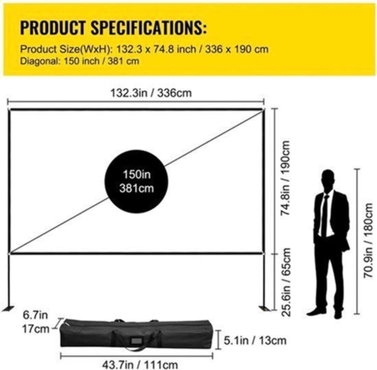 Beamer Scherm - Projector Screen - Projector Scherm - Projector Doek - Projector Scherm voor Beamer - Home Cinema Thuisbioscoop - Draagbare Beamer - Tripods — afbeelding 1