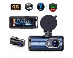 Hayris Dashcam voor en Achter - 4K Dual Lens - Nachtzien - ADAS - WiFi - GPS - G-Sensor - IPS Scherm