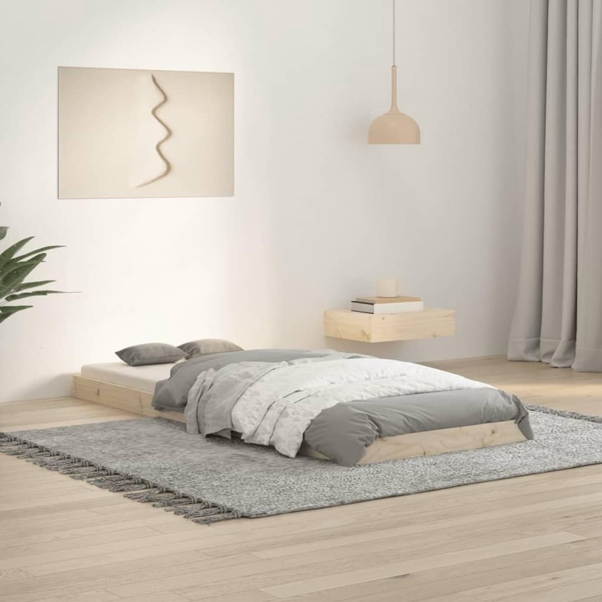 Bedframe familiebed palletbed massief houten bed 75x190 cm grenen 2FT6 Small Single — afbeelding 1