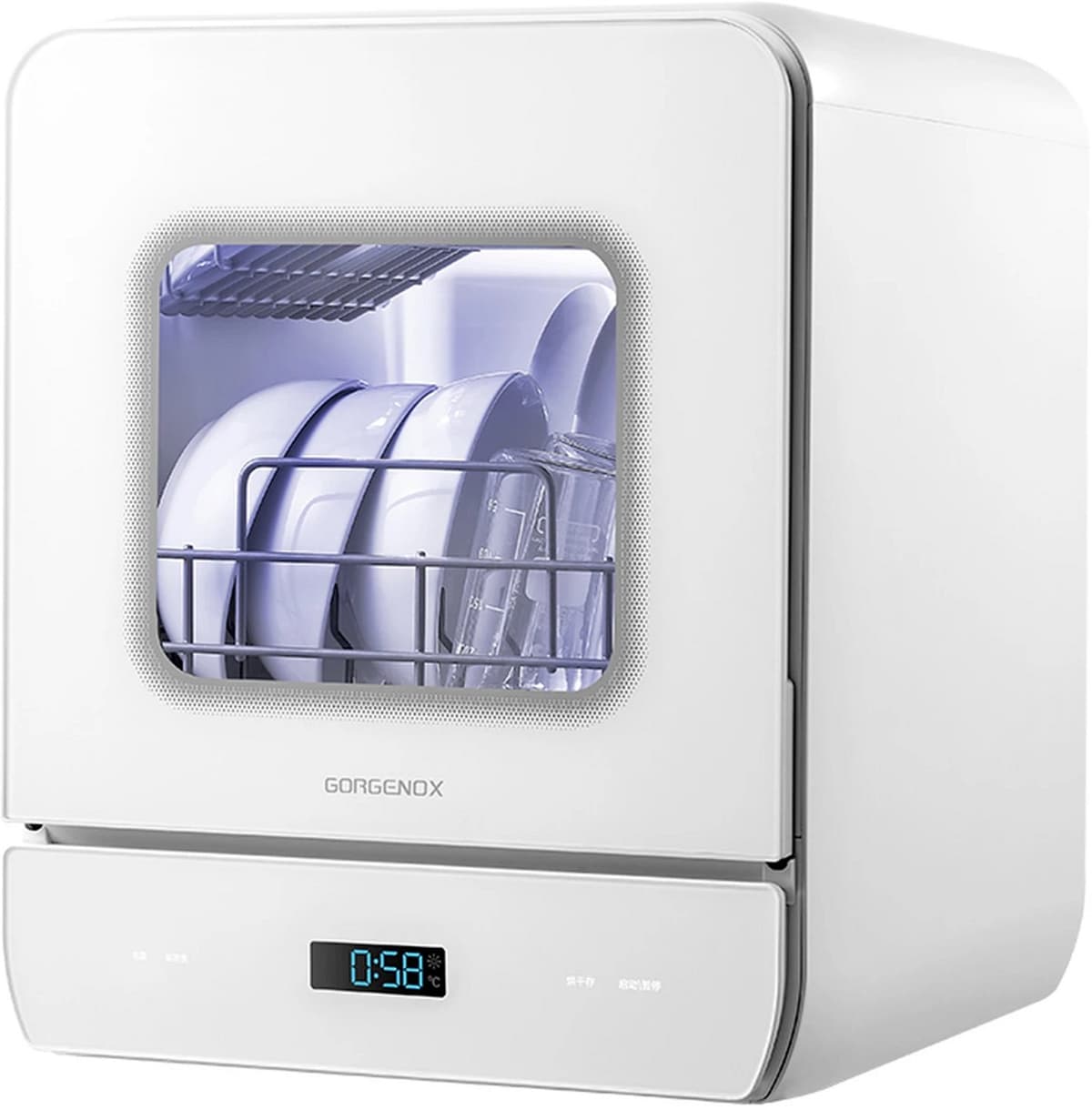 GORGENOX Tafelmodel Vaatwasser – 3 Couverts – Watertank – UV-Sterilisatie – 72°C Hygiënisch Wassen – PTC Warmeluchtdroging – Waterontharder – DW5-D40A — afbeelding 1