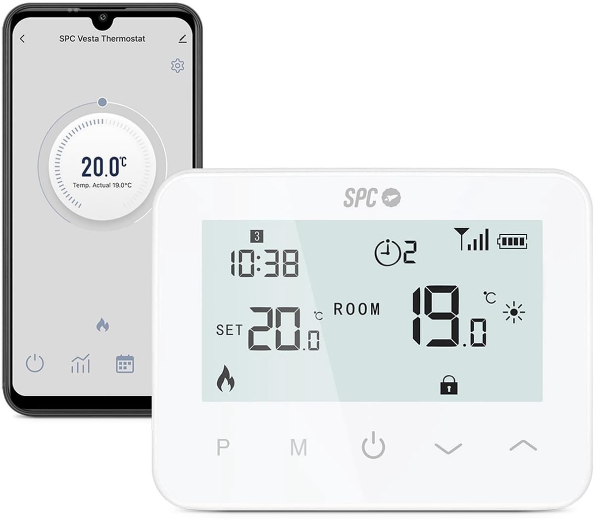 Thermostaat – wifi-verwarmingsthermostaat voor gasketel, intelligente app-bediening, compatibel met Alexa/Google, detectie van open ramen, programmeerbaar en wandgemonteerd, wit — afbeelding 1
