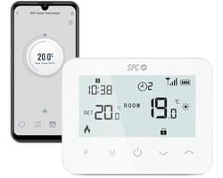 Thermostaat – wifi-verwarmingsthermostaat voor gasketel, intelligente app-bediening, compatibel met Alexa/Google, detectie van open ramen, programmeerbaar en wandgemonteerd, wit