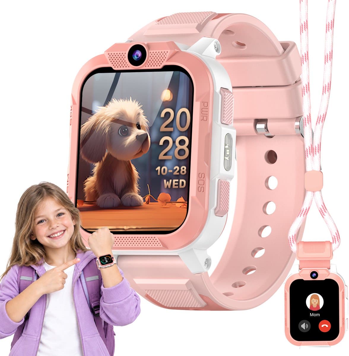 Blackview gps horloge kind - smartwatch kids - Z40Pro - kids smartwatch - gps horloge kinderen - gps horloge kids - (Video)bellen - HD Camera - Whatsapp en SMS - Bekijk Locatie Kind - Geschikt voor iOS en Android - Roze — afbeelding 1