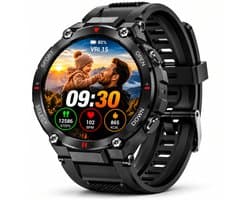 : VANOVAA Outdoor Smartwatch Heren & Dames 45 mm - Bluetooth Bellen - 400 mAh Batterij - IP67 - Activity Tracker - 100+ Sportmodi - 2 Bandjes