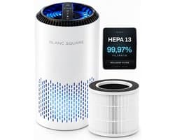 BLANC SQUARE Luchtreiniger - Air Purifier Pro - Vervangbaar HEPA 13 + Koolstof filter - CADR 170m³/u 30m² - Filtert Fijnstof, Hooikoorts, Pollen en Huisstofmijtallergenen - Clean Air Slaapkamer