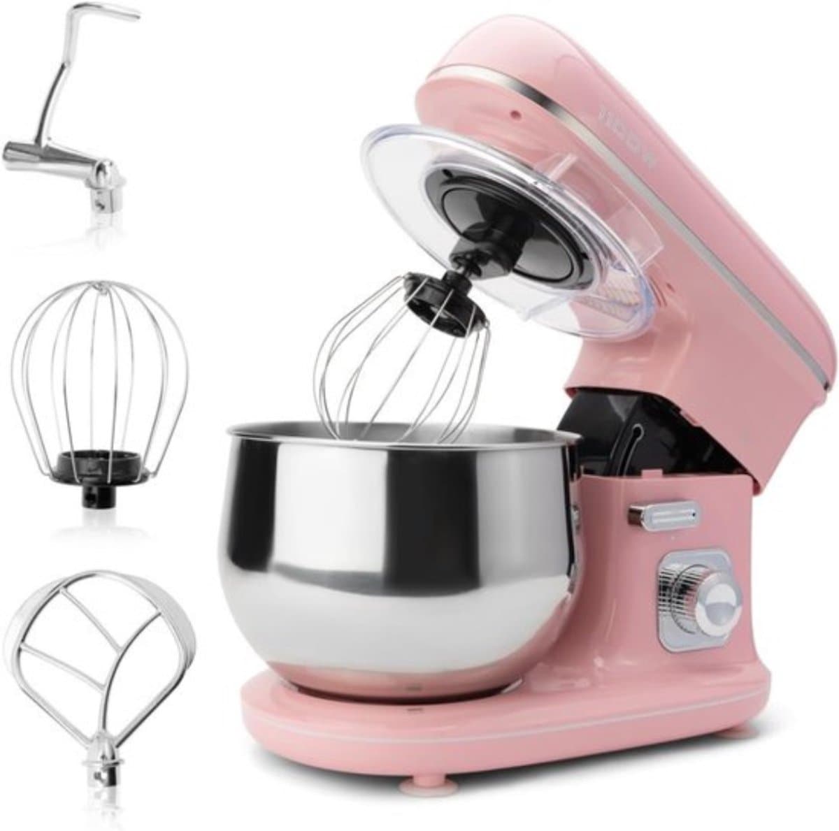 Thuys - Keukenmachine Roze - 1100W - 5 Liter RVS Kom - Spatbescherming - voor Kneden - Mixen en Bakken Thuis — afbeelding 1