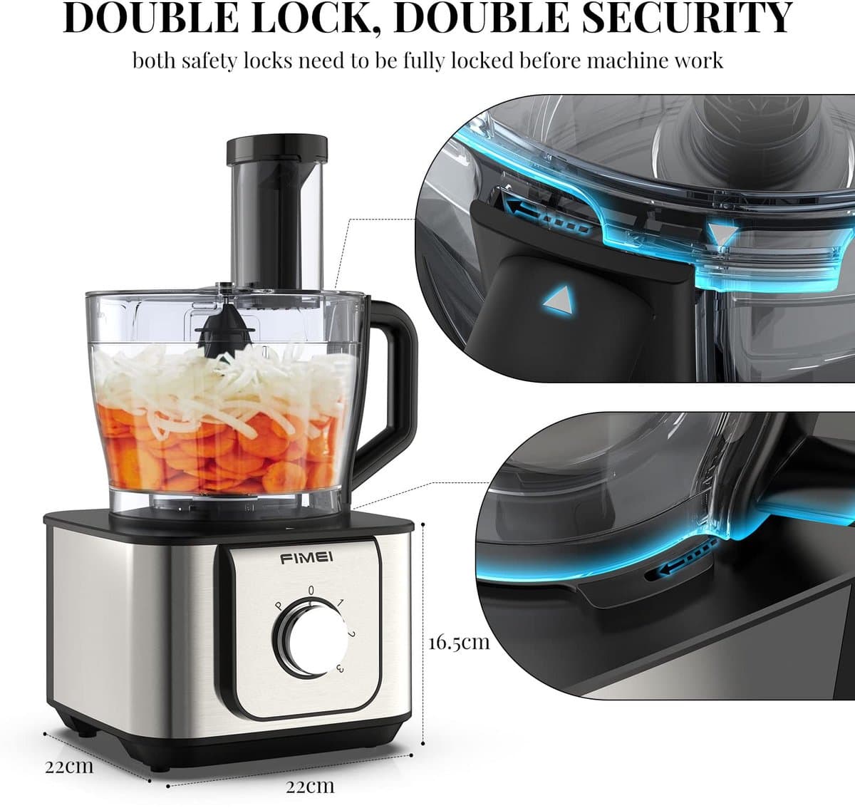SnelShoppen - Multifunctionele Keukenmachine 1100 W met 3 Snelheden, Pulsfunctie, 3,2L Hakmolen, 1,5L Mixer, Kneedmachine, Citruspers, Rasp en Omkeerb — afbeelding 1