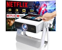 SnelShoppen - Smart Mini Beamer 4K Draagbare Projector met Touchscreen, 1100 ANSI, Autofocus, Automatische Keystone Correctie, WiFi 6, Bluetooth, HDR1