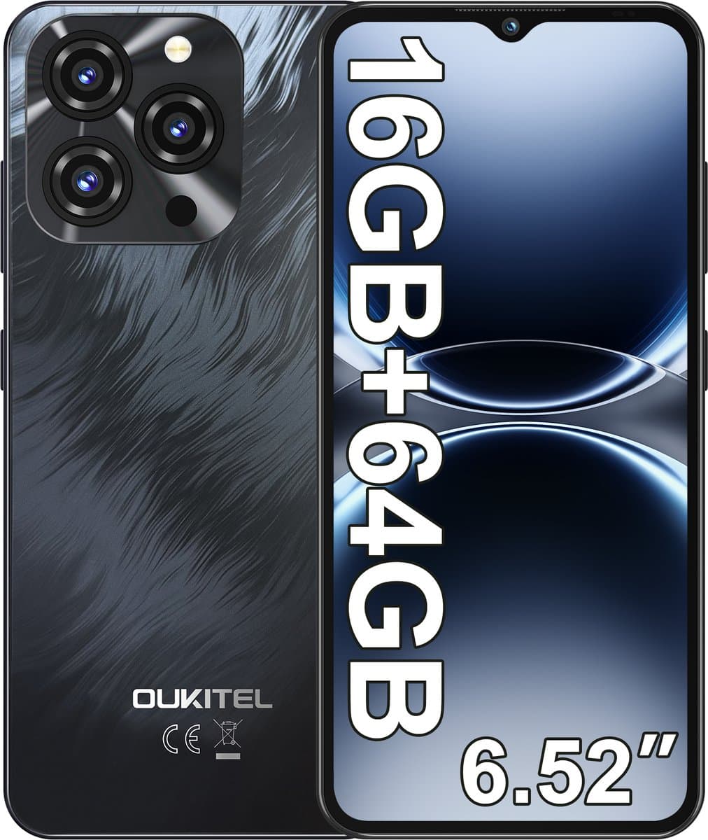 OUKITEL C3 Smartphone , 5000mAh, 16GB+64GB, 13MP, 6,52" HD, Android 14, Dual 4G, OTG, GPS — afbeelding 1