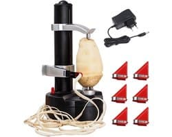 Appelschilmachine - Wit - Geschikt voor 5-10 cm diameter - Elektrische aardappelschiller met 6 verwisselbare messen - Voor thuisgebruik