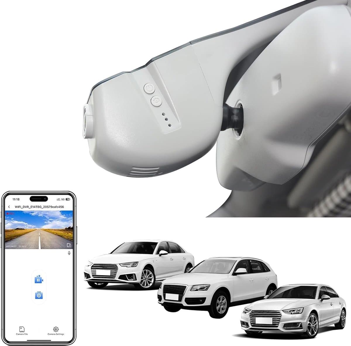 SnelShoppen - 4K UHD Dashcam Auto, Ingebouwde OEM Look, Speciaal voor Audi A3 A4 A5 A6 A7 A8 Q3 Q5 Q7 Q8, G-Sensor, Loopopname, WiFi, 64GB Geheugenkaa — afbeelding 1