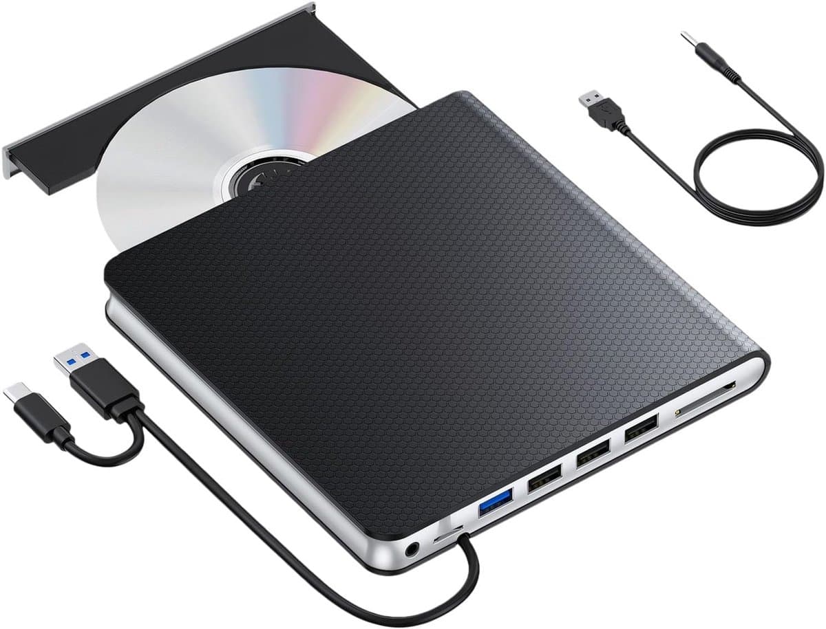 Externe Schijfstation - Dvd Brander - Software Installeren - Geïntegreerde Kaartlezer - 15.5 x 16 cm - Zwart — afbeelding 1