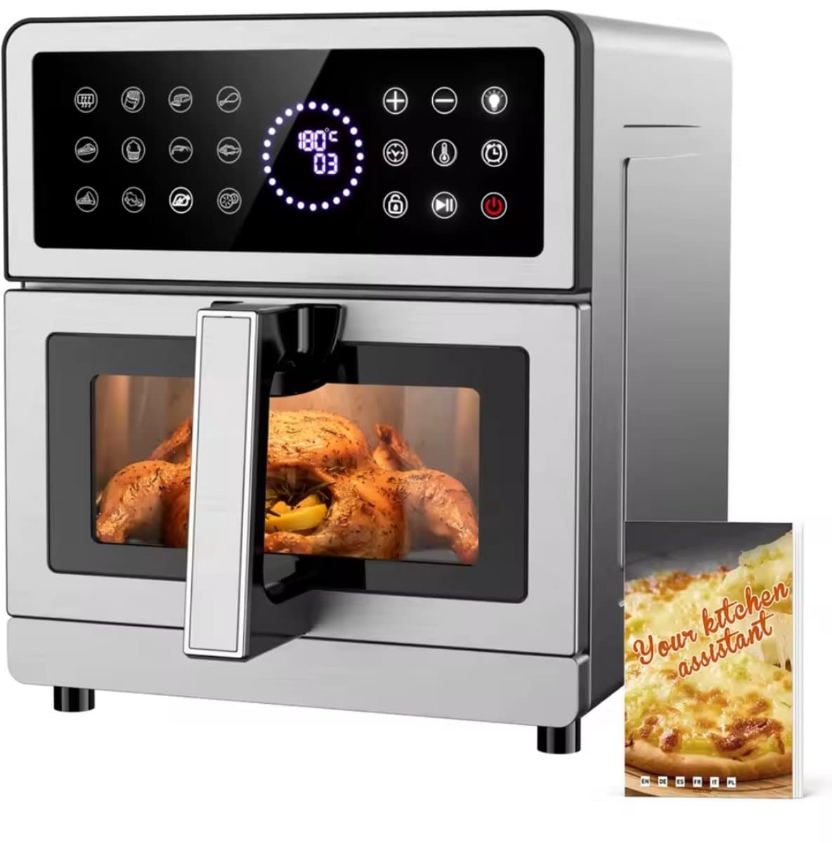 Airfryer Oven 8L RVS – 1700W – 12 Kookprogramma’s – Touchscreen Display – Timer – Kinderslot – Heteluchtfriteuse — afbeelding 1