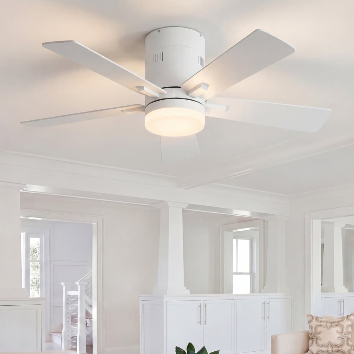 Plafondventilator met Lamp Wit – Stille Ventilator met 6 Snelheden & Afstandsbediening — afbeelding 1