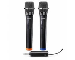 Lenco Microfoon Draadloos - Microfoon - MCW-020BK - Set van 2 Draadloze Microfoons met 6,3 mm ontvanger - Plug & Play - Zwart