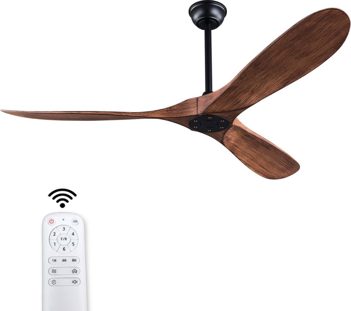 Plafondventilator 52 inch zonder licht - 6 snelheden - Omkeerbare stille DC-motor - Met afstandsbediening - Modern ontwerp - Geschikt voor binnen en buiten — afbeelding 1