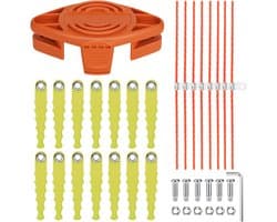 SnelShoppen - 14x Vervangende Maai Bladen en 8x Extra Sterke Draad voor Draadloze Grasmaaier, Geschikt voor 20V Trimmers, Plastic, Tuinaccessoires