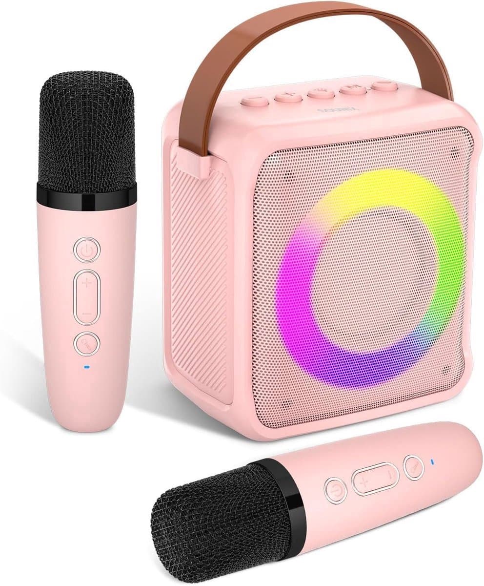 Sounix Draagbare Karaoke set - Incl. 2 draadloze karaoke microfoons - Bluetooth Speaker - Voor Volwassenen en Kinderen - Roze — afbeelding 1