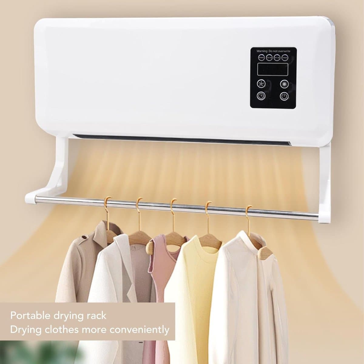 Chauffage Mural électrique - Radiateur Mural ABS 1500 W - Télécommande et Porte-serviettes pour Chambre à Coucher - Salle de Bain, Salon (Prise UE 220V) — afbeelding 1