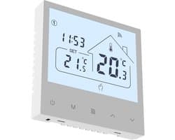 Thermostaat Vloerverwarming - Slimme Kamerthermostaat - Comfort Verwarmen - Waterverwarming Regeling - 8.5 x 8.5 cm - Wit