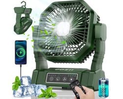 Campingventilator 20.000 mAh met Afstandsbediening & LED-Lamp – USB Oplaadbaar