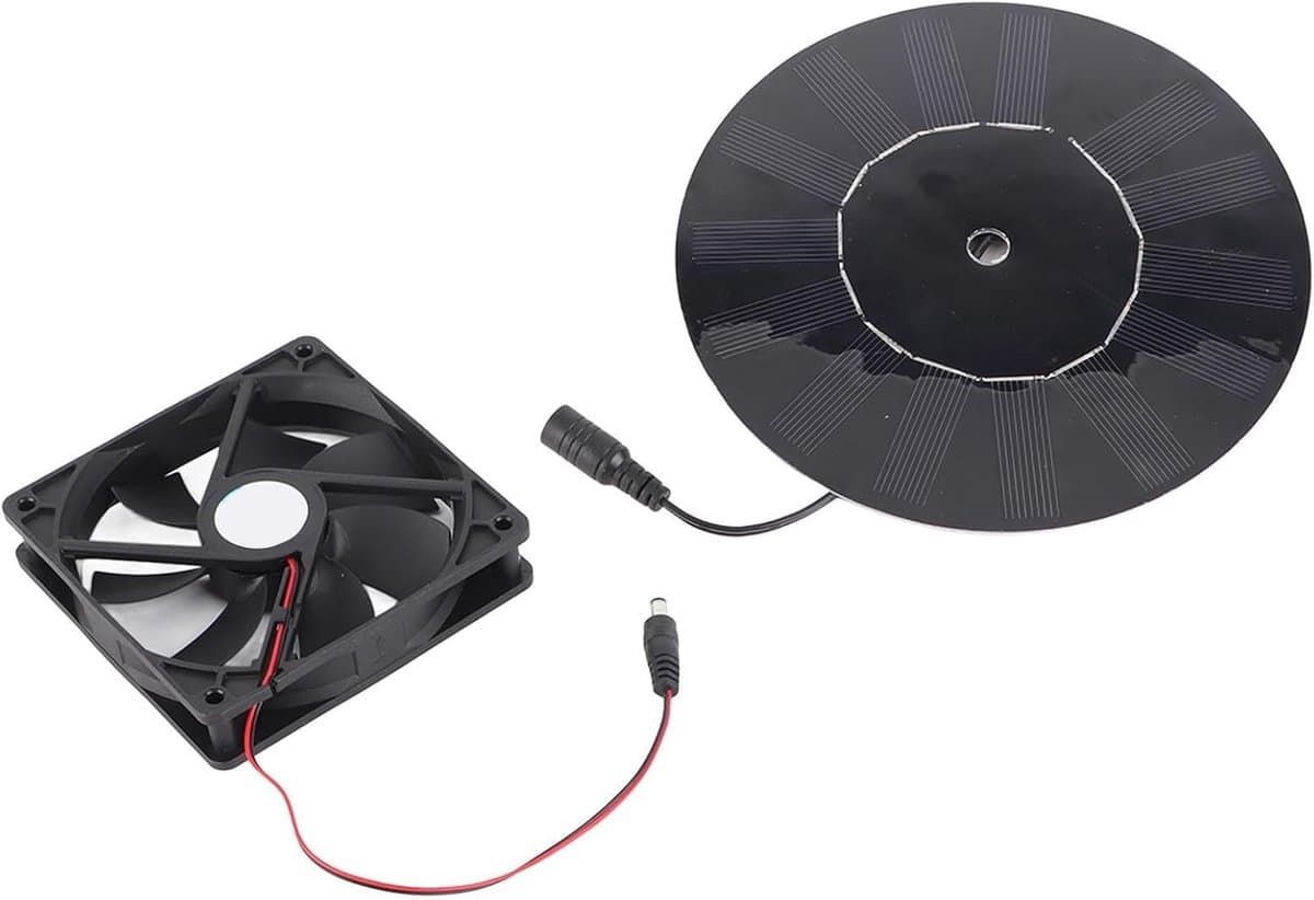 Zonneventilator - Camping ventilator - Dierenverblijf koelen - Lichtgewicht en draagbaar - 14x11x5 cm - Zwart — afbeelding 1